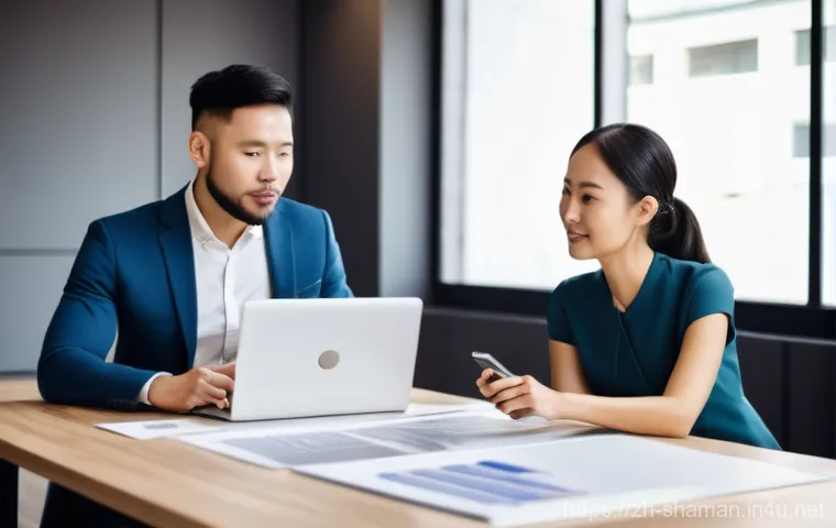 무속과 직업운 - **Title: Harmonious Workspace, Thriving Career**
    A confident and sharp male professional, in his...