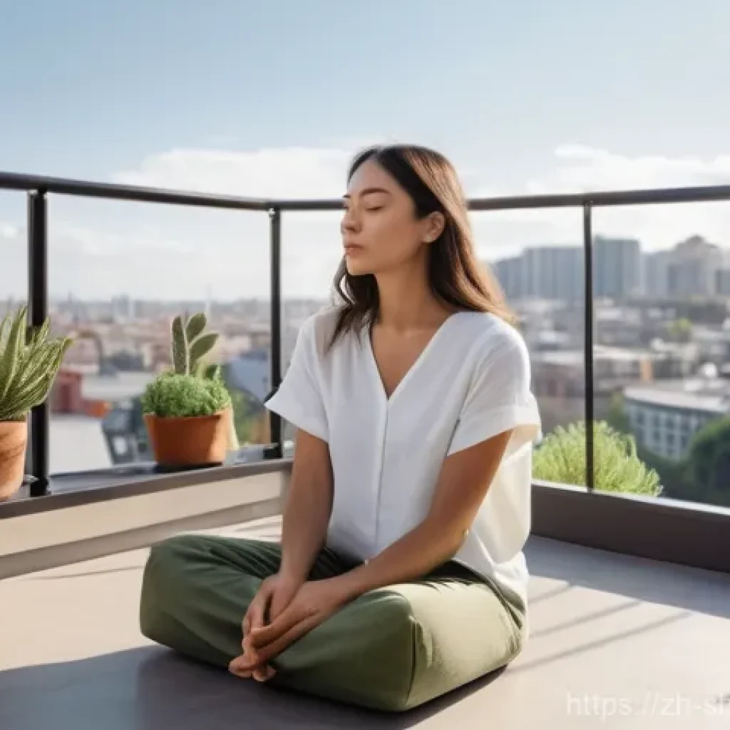 무속 신앙의 초보자 가이드 - **Prompt: Urban Shamanic Serenity**
    "A young woman, in her late 20s to early 30s, with a calm an...