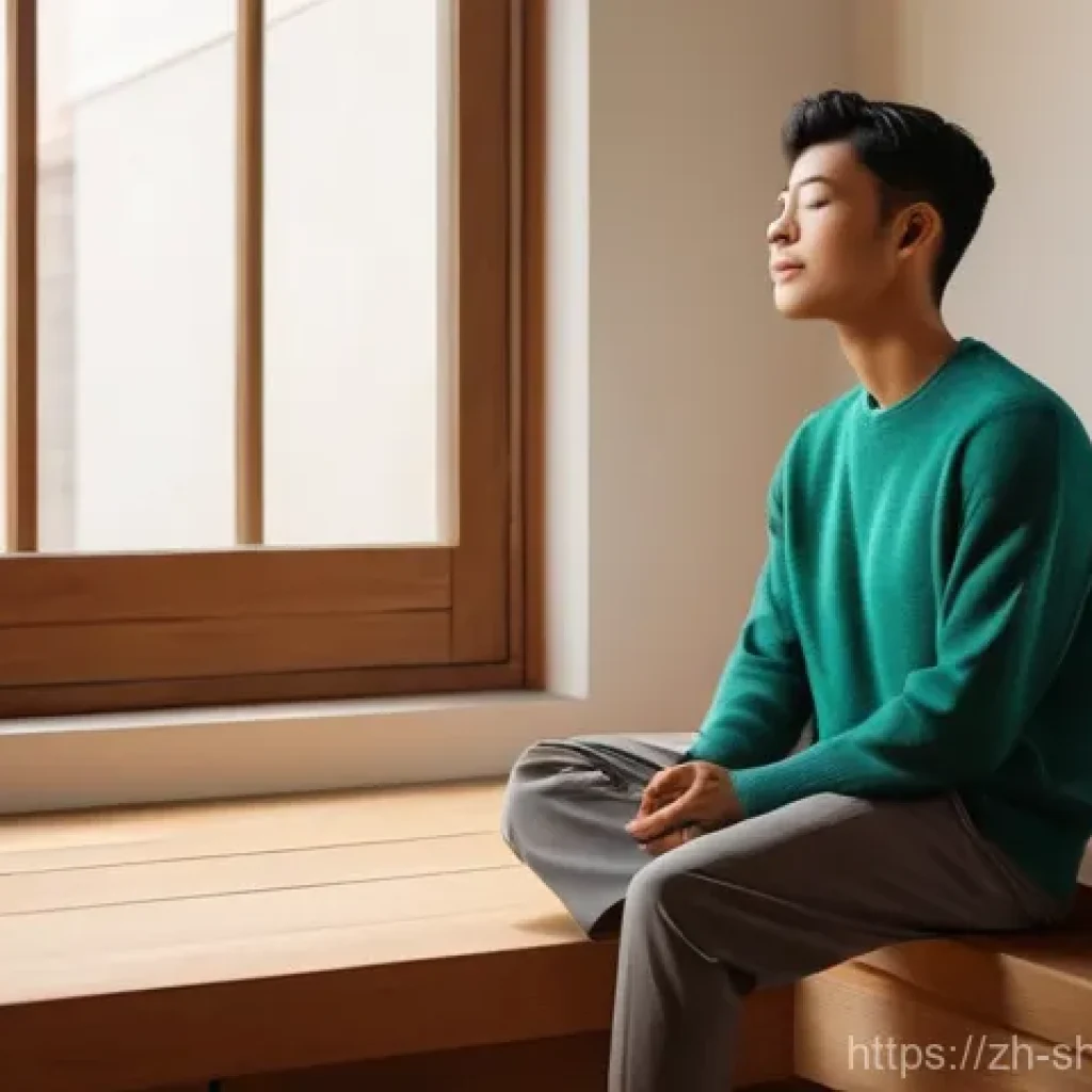 무속 신당 예약 방법 - **Prompt:** A serene and contemplative young adult, gender-neutral, sitting peacefully in a sun-dren...