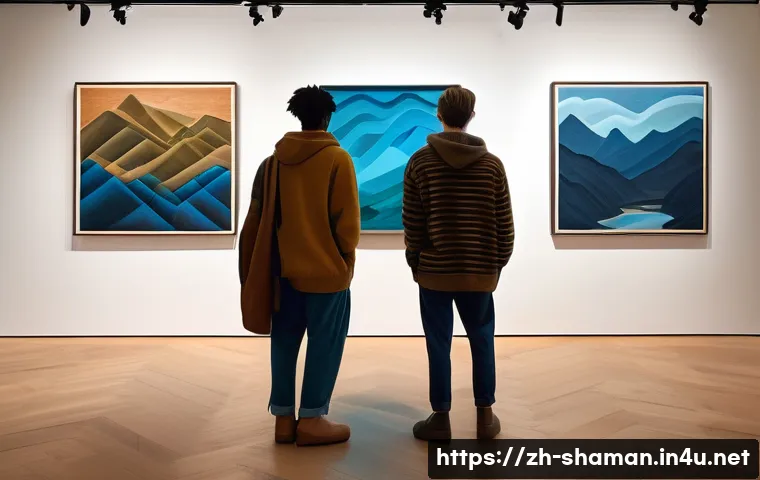 무속 신앙의 미래 - **Prompt:** A diverse group of young adults, dressed in modern yet earthy-toned clothing (like overs...